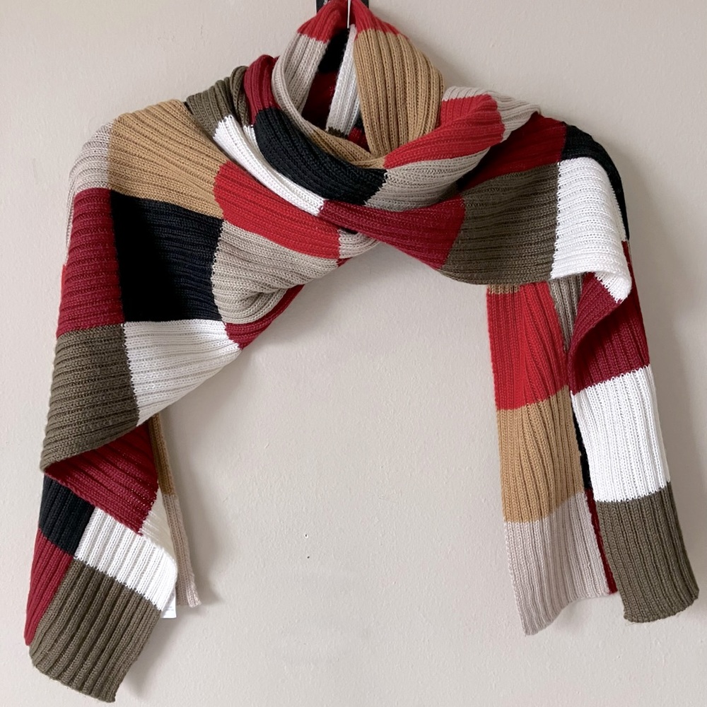 Outerwear  Ribbed Color Blocked Scarf